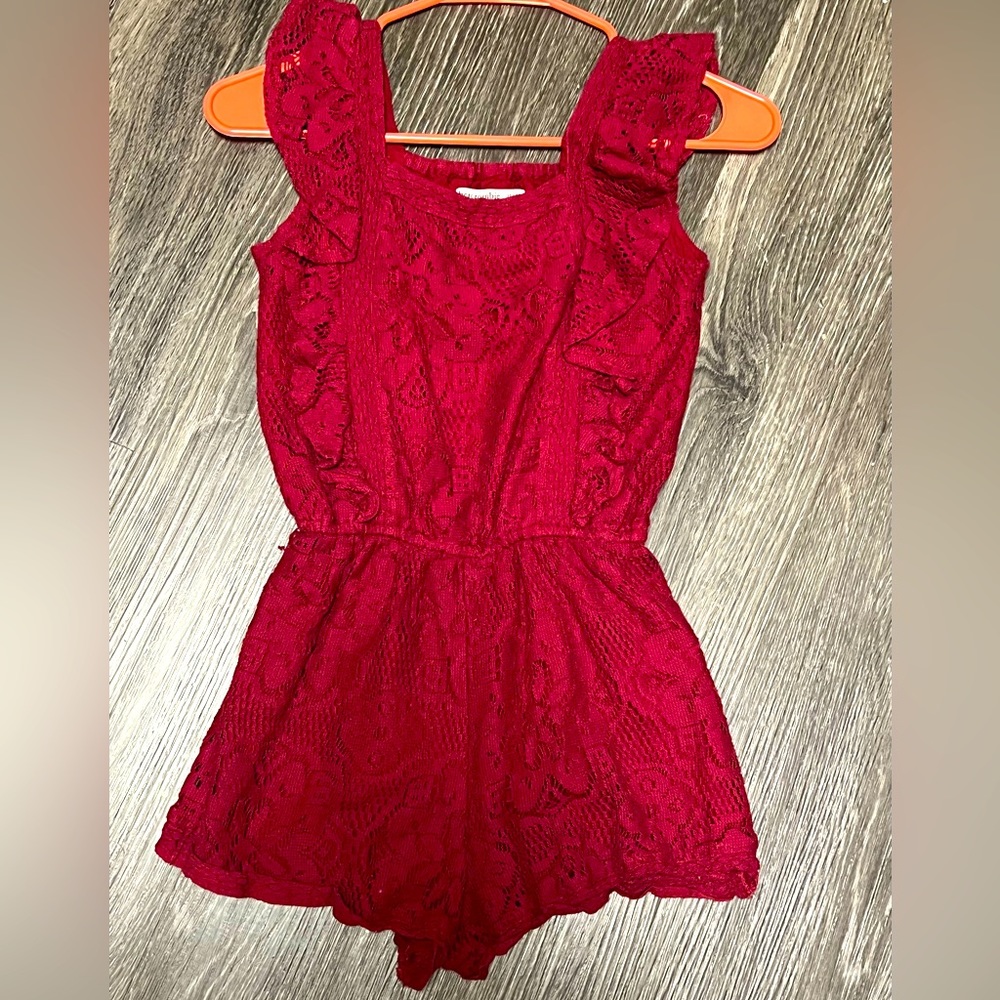 Abercrombie Kids Maroon Lace Romper